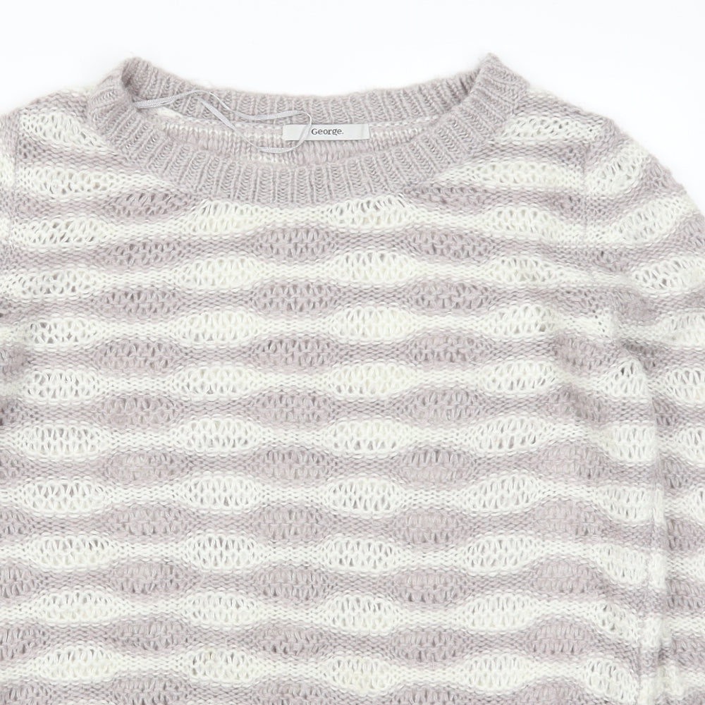 George Womens Purple Striped Knit Pullover Jumper Size 12