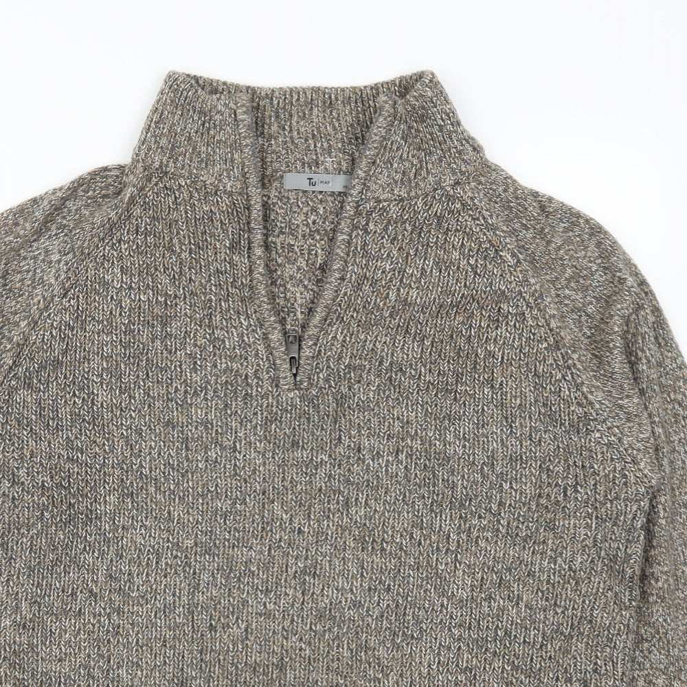 TU Mens Brown  Knit Pullover Jumper Size M