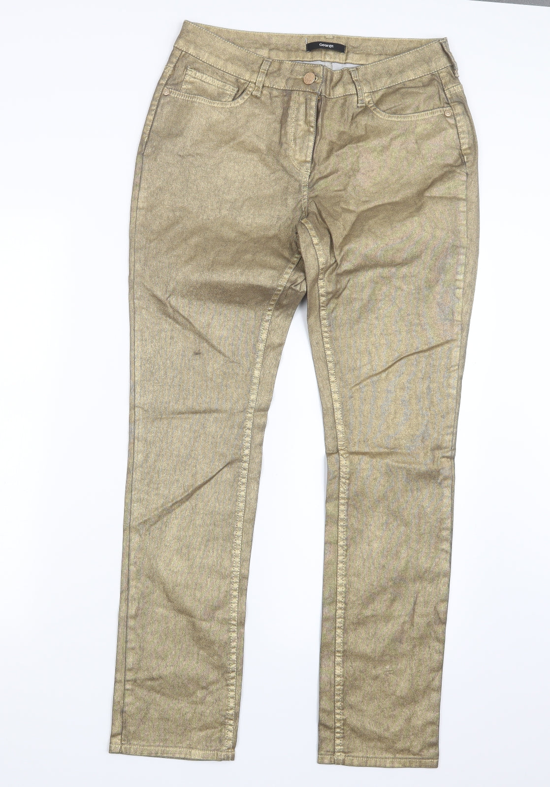 George Womens Gold   Straight Jeans Size 12 L30 in