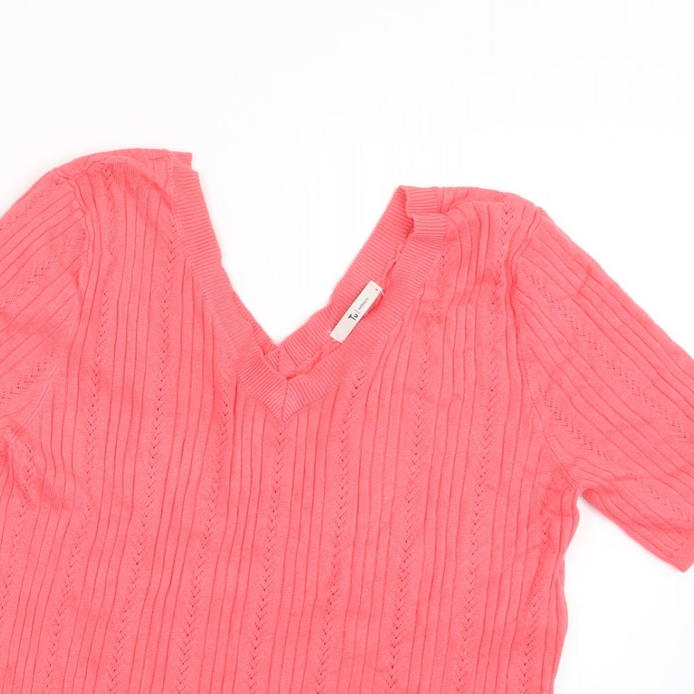 TU Womens Pink  Knit Pullover Jumper Size 14