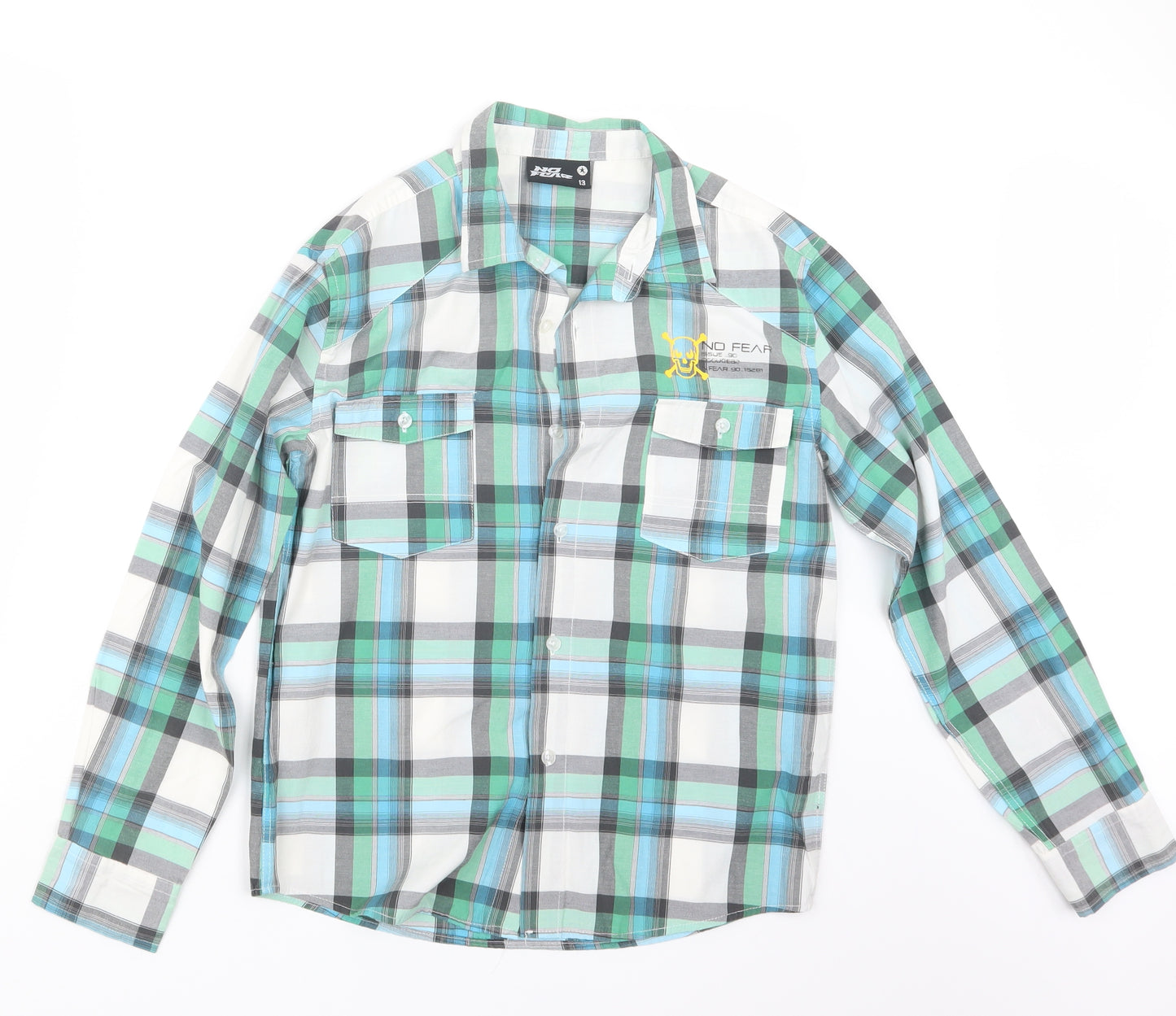 No Fear Boys Blue Check  Basic Button-Up Size 13 Years