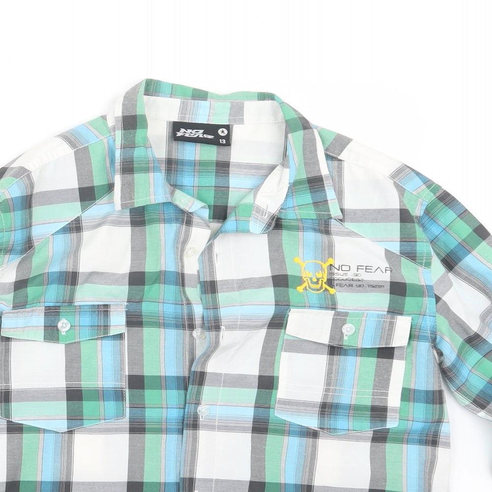 No Fear Boys Blue Check  Basic Button-Up Size 13 Years