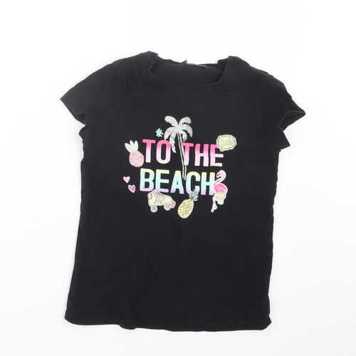 George Girls Black   Basic T-Shirt Size 7-8 Years