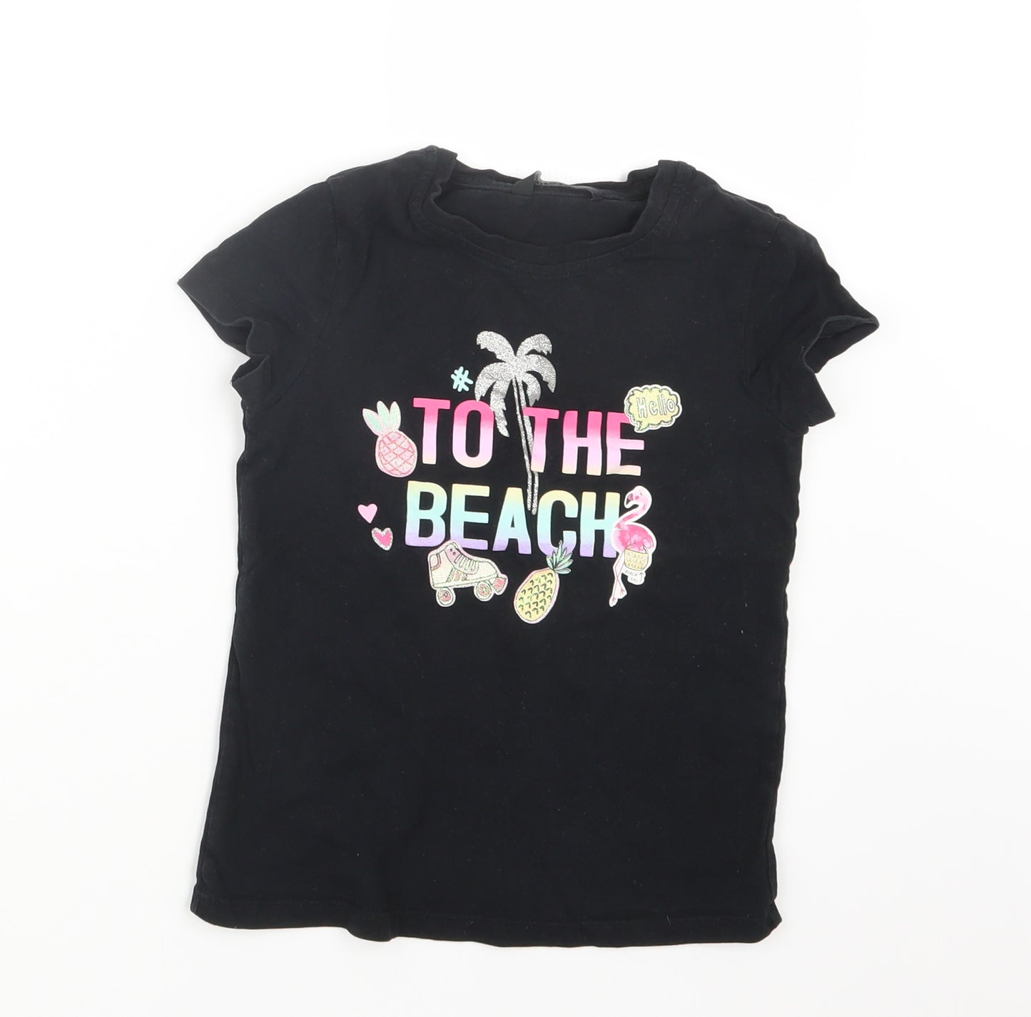 George Girls Black   Basic T-Shirt Size 7-8 Years
