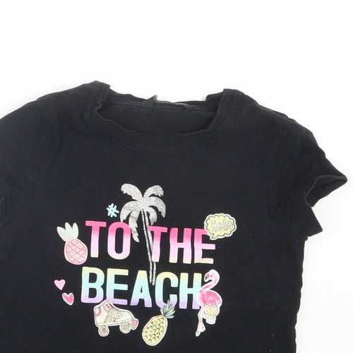 George Girls Black   Basic T-Shirt Size 7-8 Years
