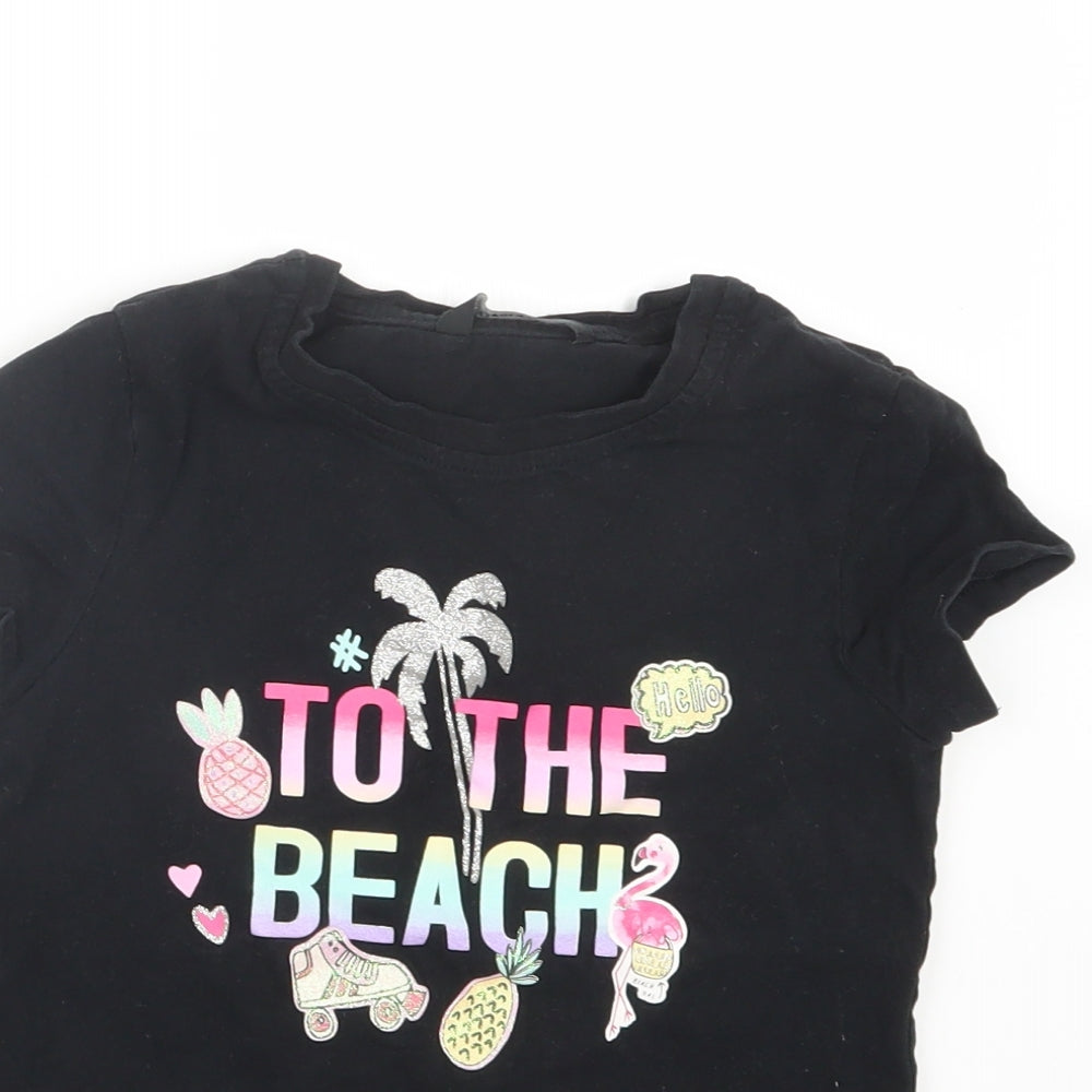 George Girls Black   Basic T-Shirt Size 7-8 Years