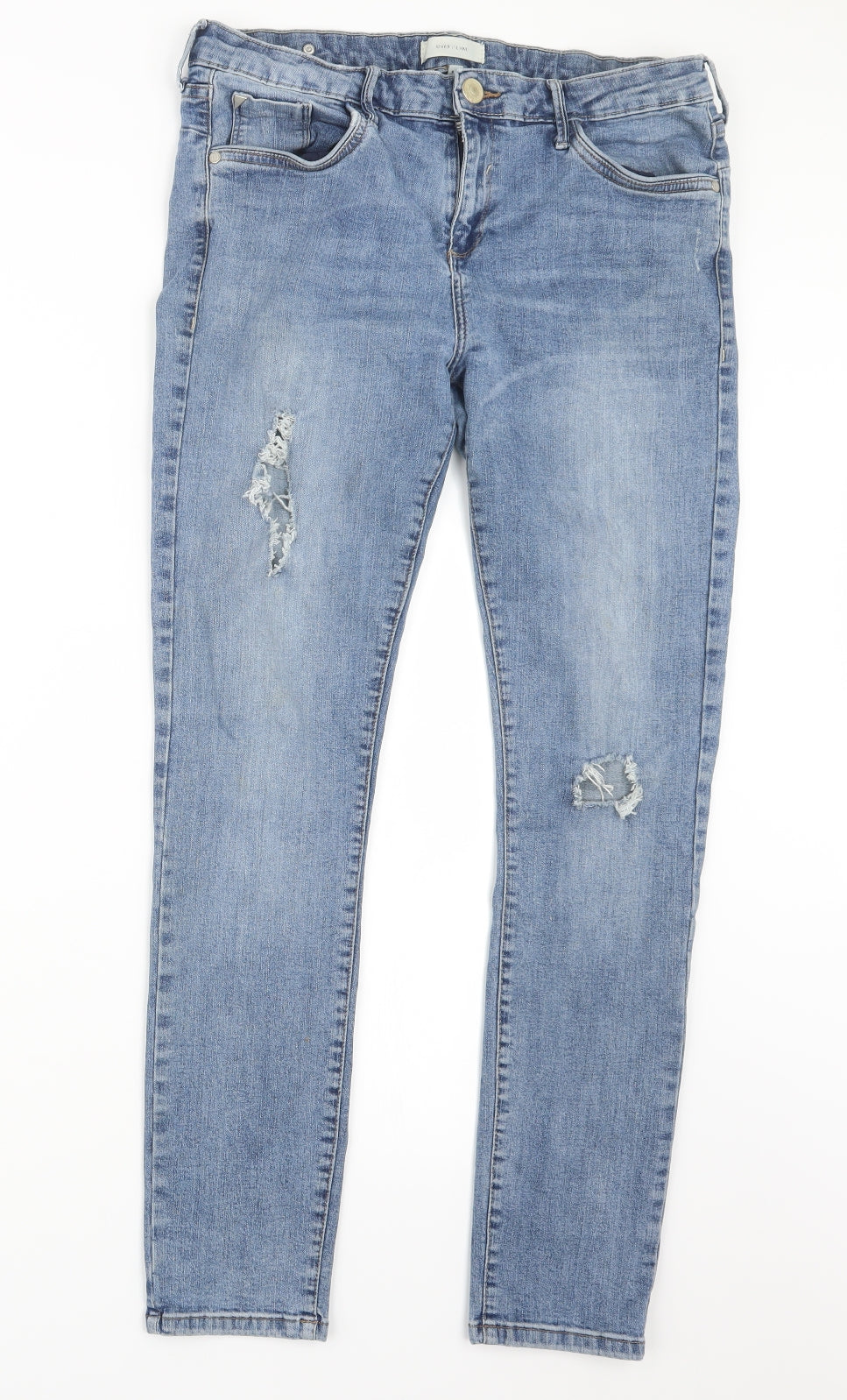 River Island Womens Blue  Denim Straight Jeans Size 16 L29 in