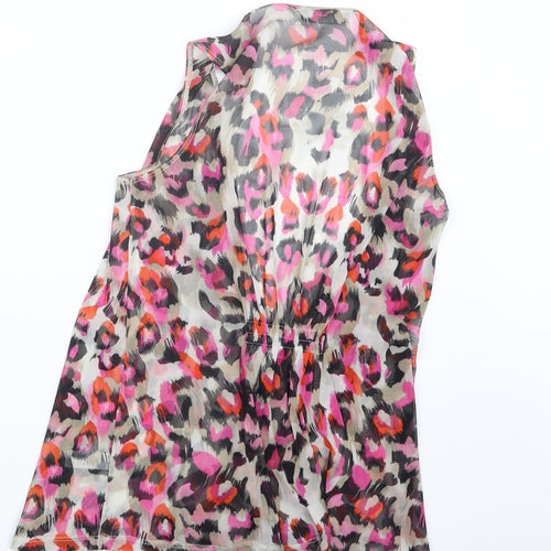 George Womens Pink Geometric Mesh Jacket  Size 12