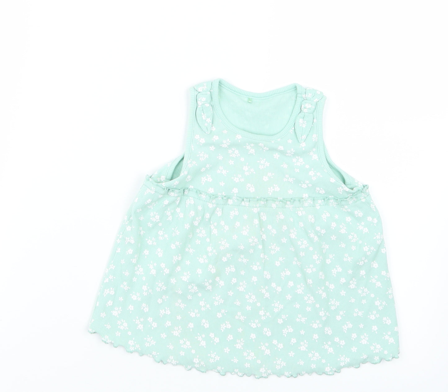 George Girls Green Floral  Basic T-Shirt Size 2-3 Years