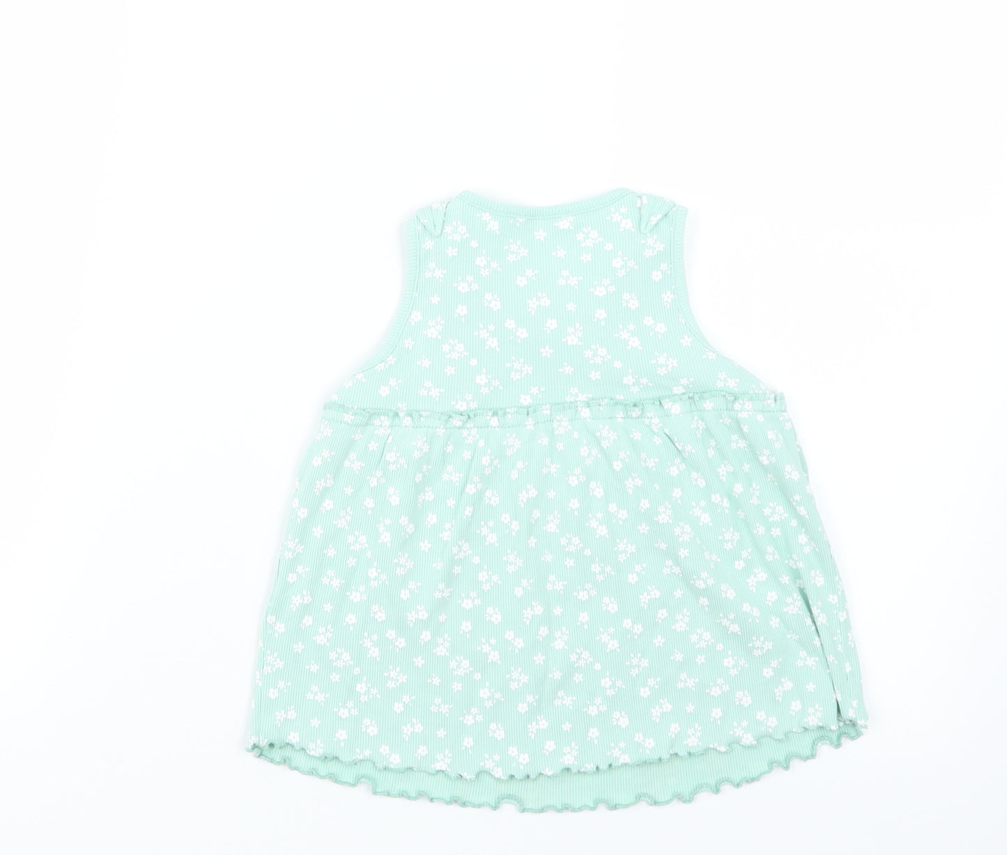George Girls Green Floral  Basic T-Shirt Size 2-3 Years