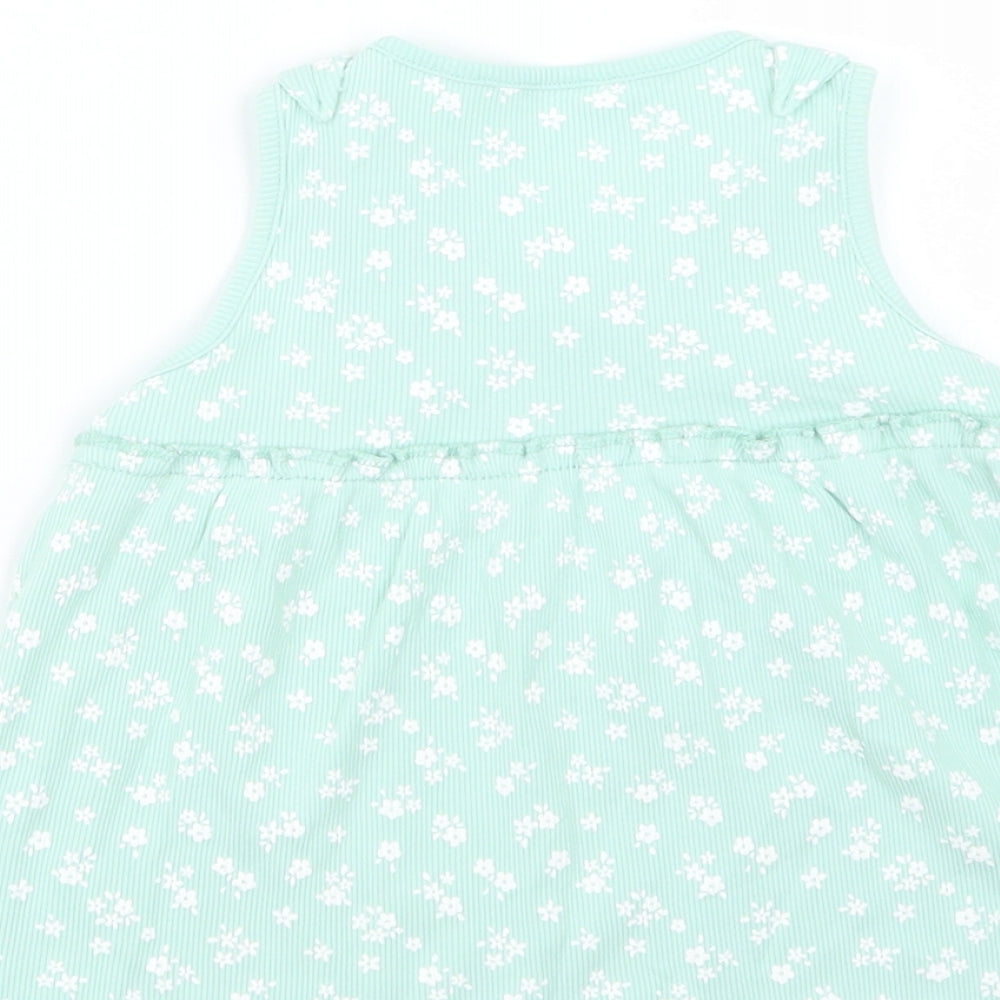George Girls Green Floral  Basic T-Shirt Size 2-3 Years