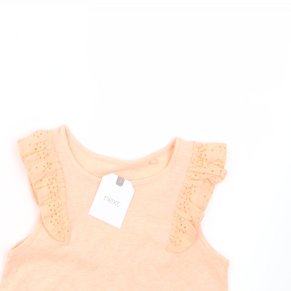 NEXT Girls Orange   Basic T-Shirt Size 2-3 Years  - Neon