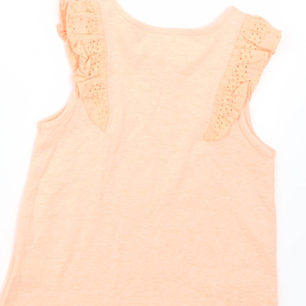 NEXT Girls Orange   Basic T-Shirt Size 2-3 Years  - Neon