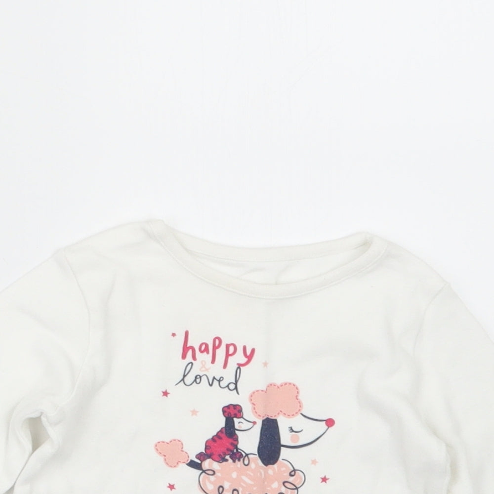 George Girls White   Basic T-Shirt Size 6-9 Months