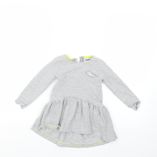 Mini Club Girls Grey Striped  T-Shirt Dress  Size 18-24 Months