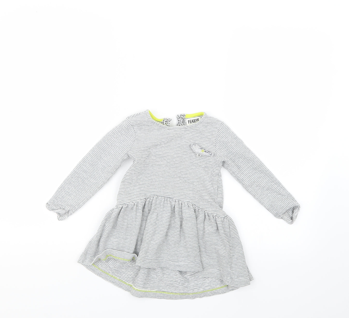 Mini Club Girls Grey Striped  T-Shirt Dress  Size 18-24 Months