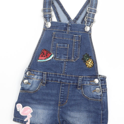 Denim Co. Girls Blue  Denim Dungaree One-Piece Size 4-5 Years