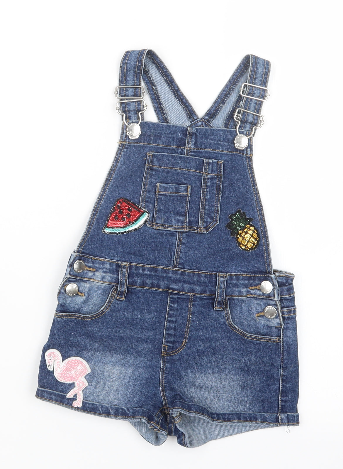 Denim Co. Girls Blue  Denim Dungaree One-Piece Size 4-5 Years