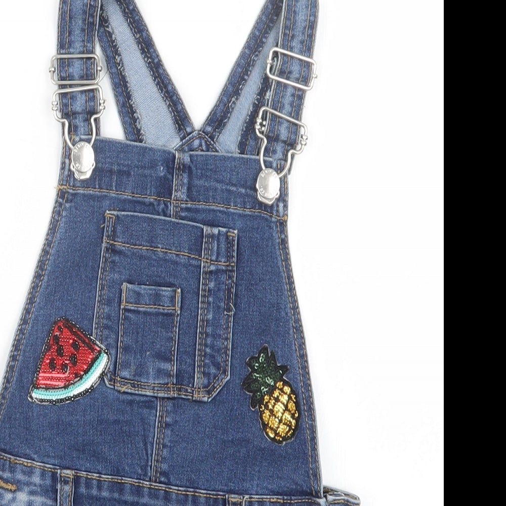 Denim Co. Girls Blue  Denim Dungaree One-Piece Size 4-5 Years