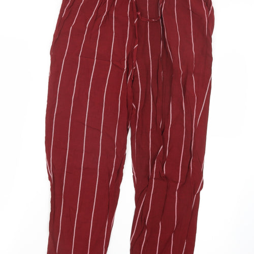PRETTYLITTLETHING Womens Red Striped  Trousers  Size 8 L23 in