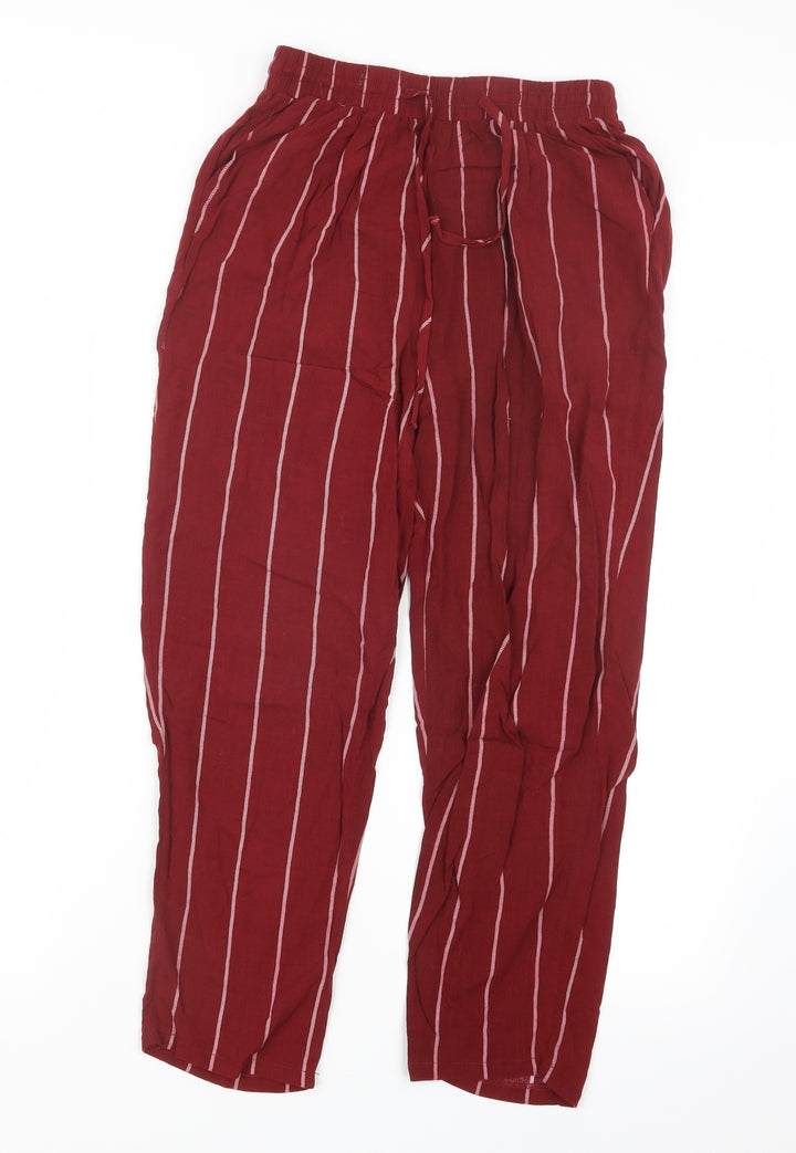 PRETTYLITTLETHING Womens Red Striped  Trousers  Size 8 L23 in