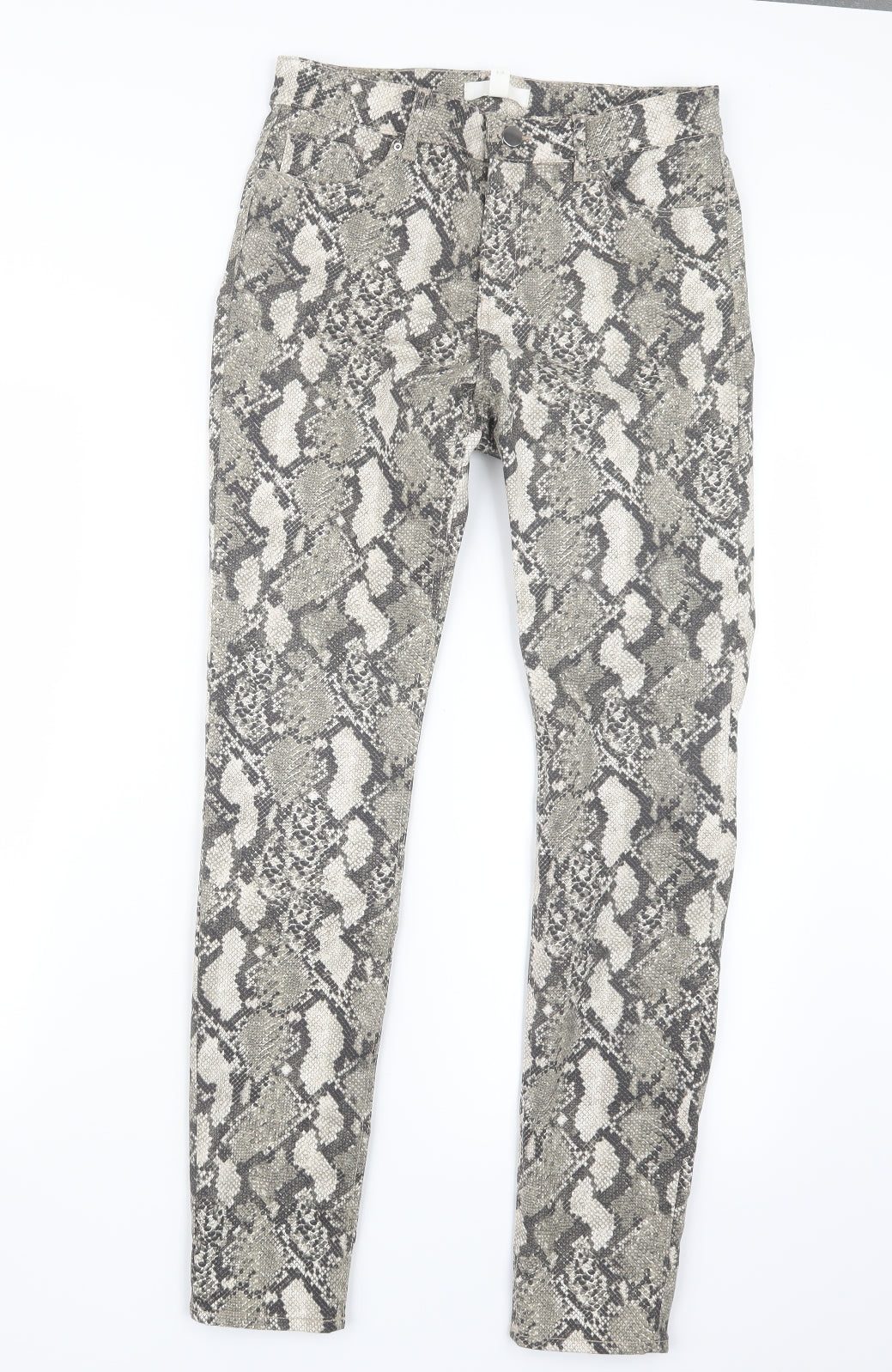 H&M Womens Grey Animal Print  Trousers  Size 10 L29 in