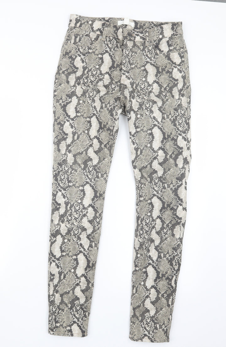H&M Womens Grey Animal Print  Trousers  Size 10 L29 in