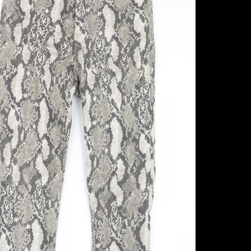 H&M Womens Grey Animal Print  Trousers  Size 10 L29 in