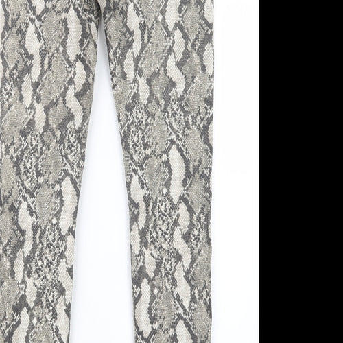 H&M Womens Grey Animal Print  Trousers  Size 10 L29 in
