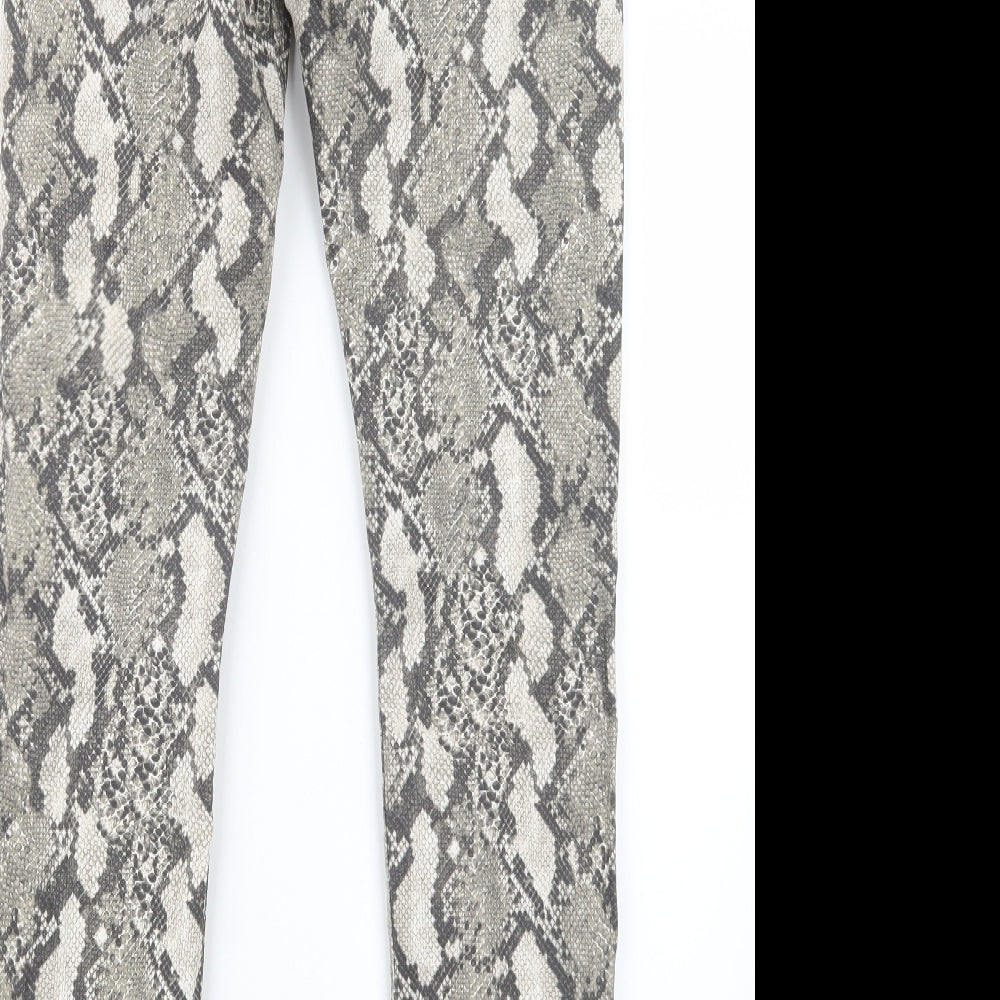 H&M Womens Grey Animal Print  Trousers  Size 10 L29 in