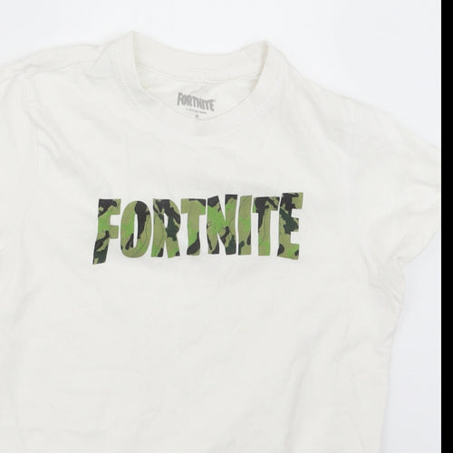 Primark Boys White   Basic T-Shirt Size M  - Fortnite