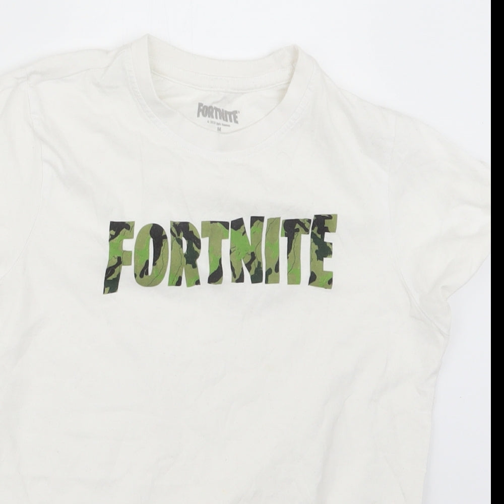 Primark Boys White   Basic T-Shirt Size M  - Fortnite