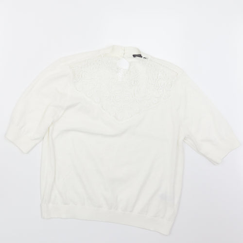 Marks and Spencer Womens White  Knit Pullover Jumper Size 14