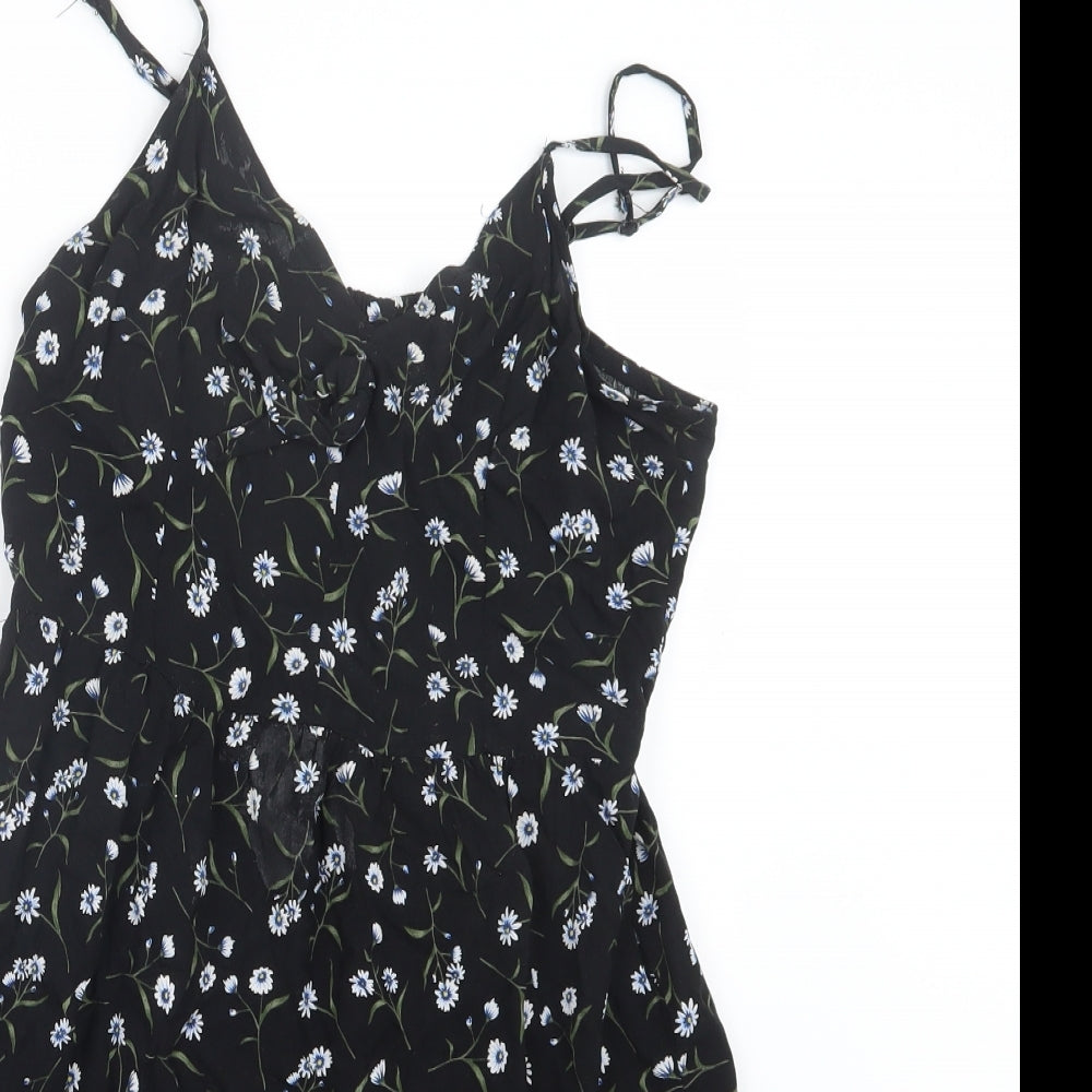 Divided by H&M Womens Black Floral  Mini  Size 10