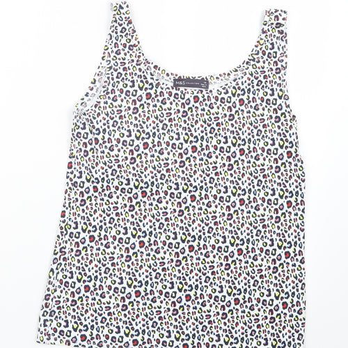 Marks and Spencer Womens White Animal Print  Basic Tank Size 14