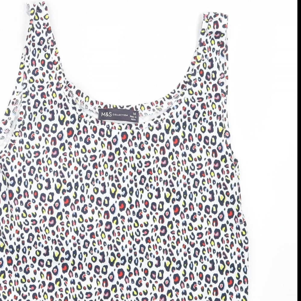 Marks and Spencer Womens White Animal Print  Basic Tank Size 14