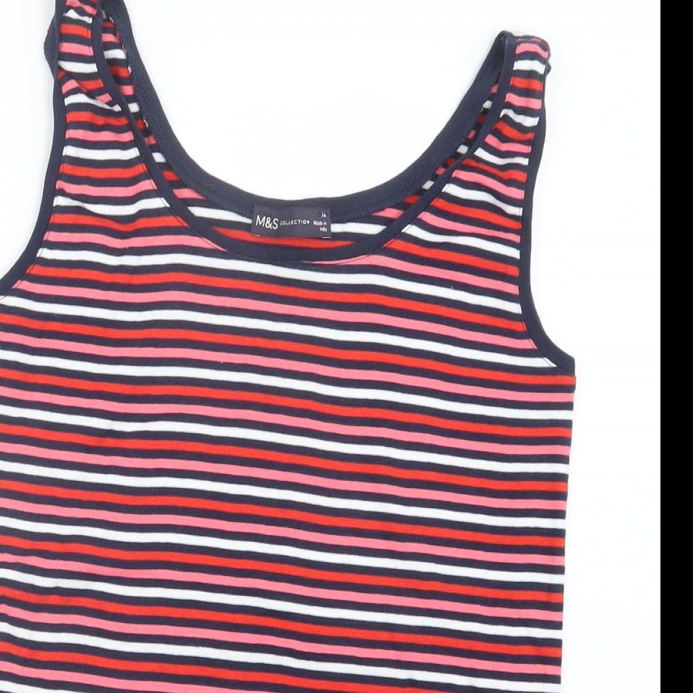 Marks and Spencer Womens Red Striped  Basic Tank Size 14