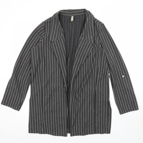 Stradivarius Womens Grey Striped  Jacket Coat Size 12