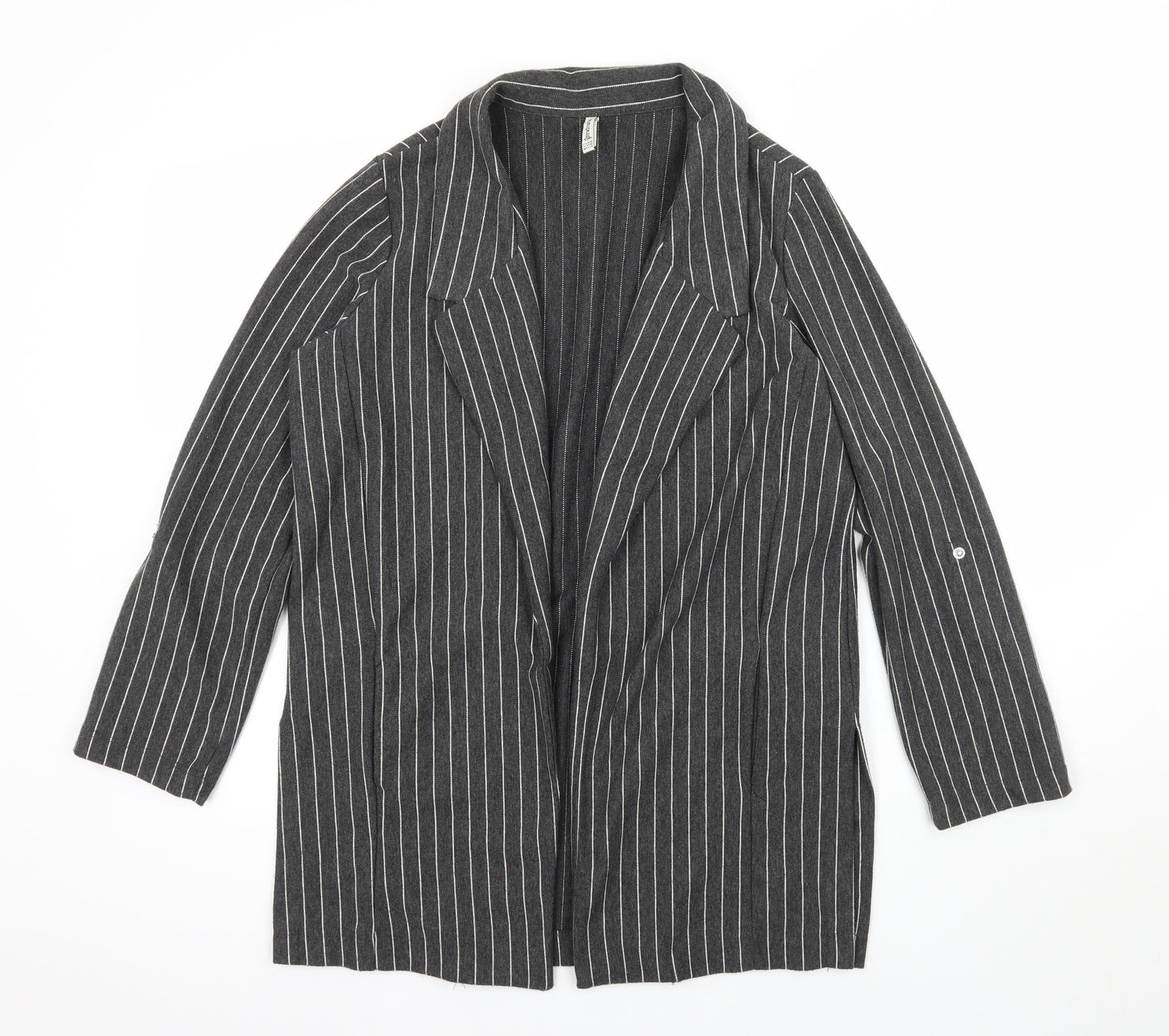 Stradivarius Womens Grey Striped  Jacket Coat Size 12