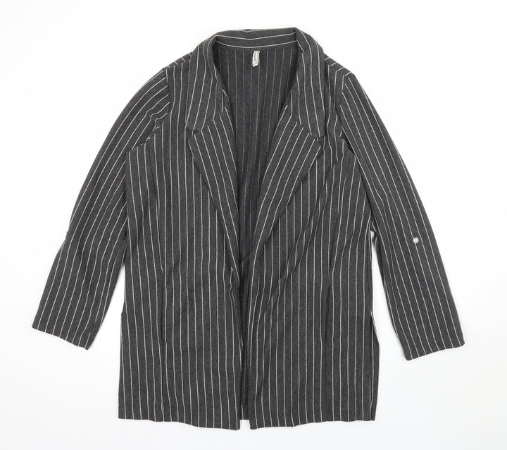 Stradivarius Womens Grey Striped Jacket Coat Size 12