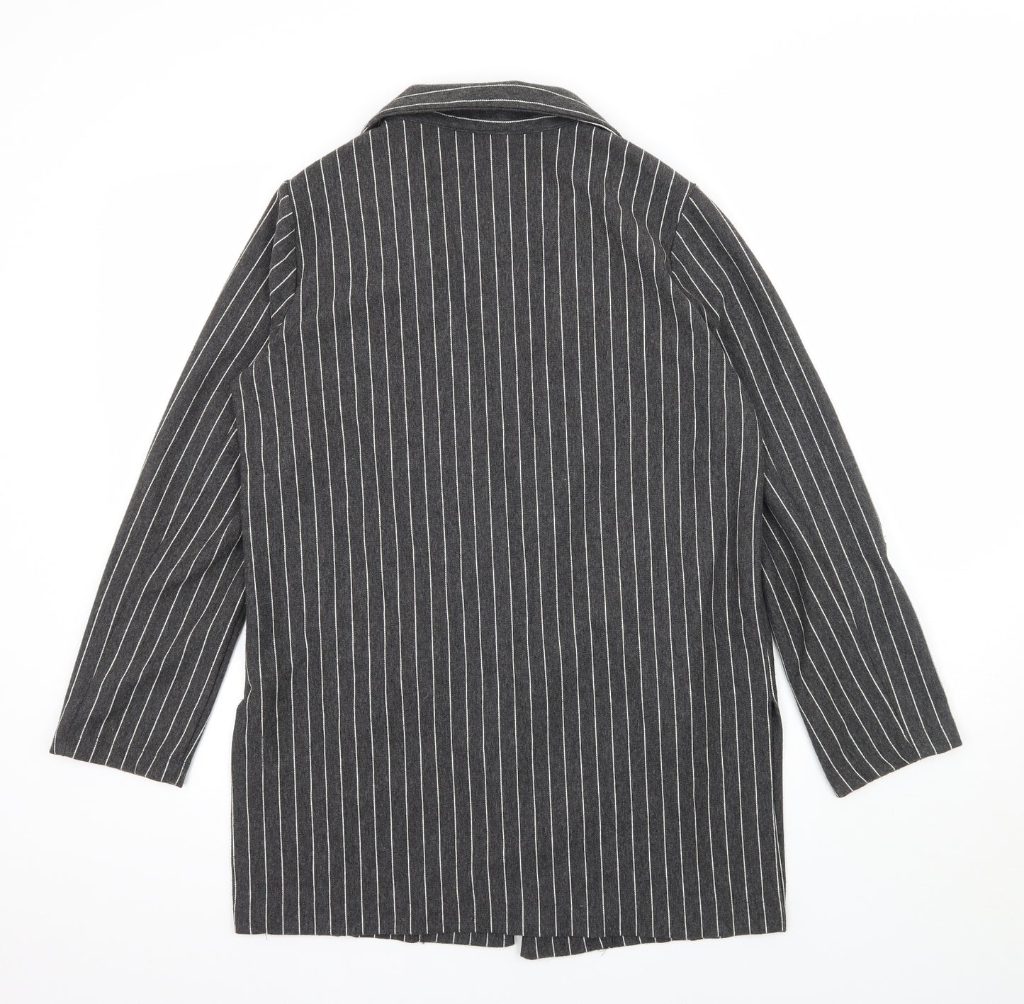 Stradivarius Womens Grey Striped  Jacket Coat Size 12