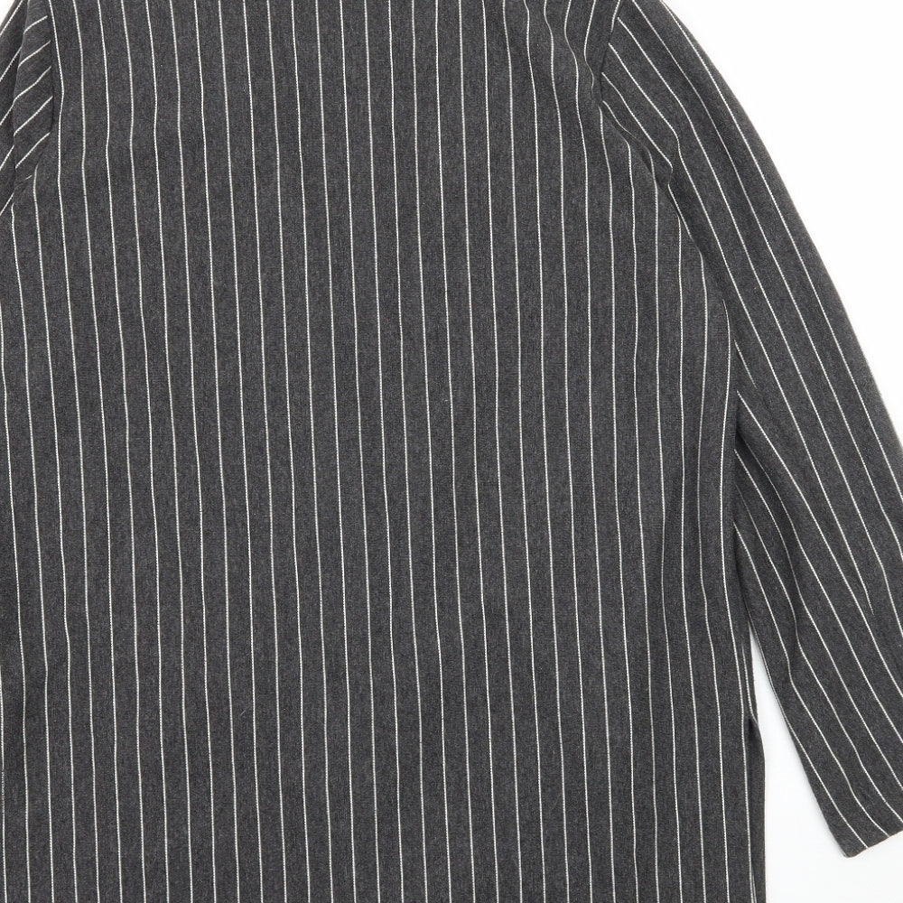 Stradivarius Womens Grey Striped  Jacket Coat Size 12