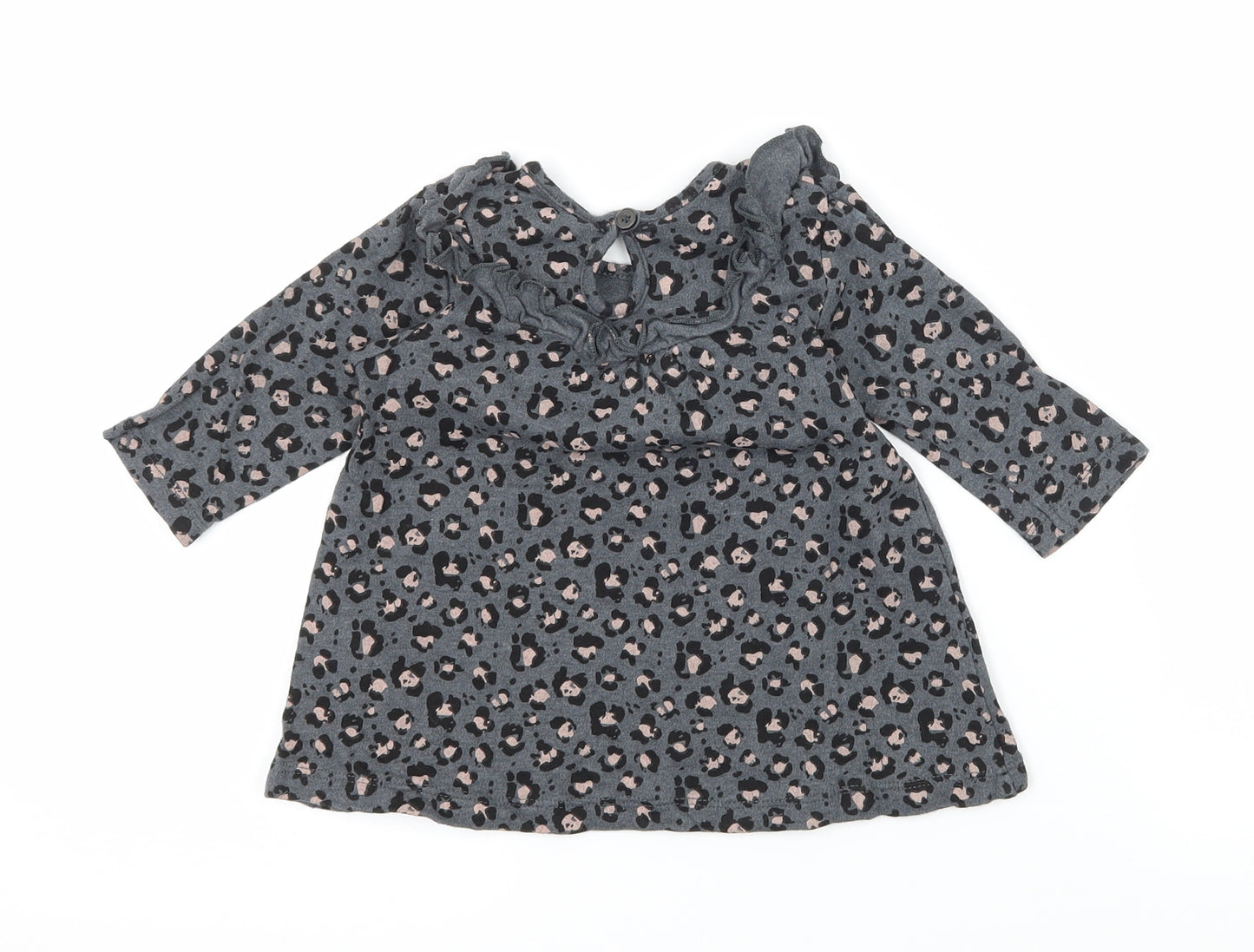 George Girls Grey Animal Print Jacquard T-Shirt Dress  Size 3-6 Months