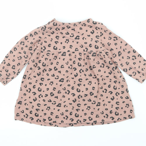 F&F Girls Pink Animal Print Jersey T-Shirt Dress  Size 3-6 Months