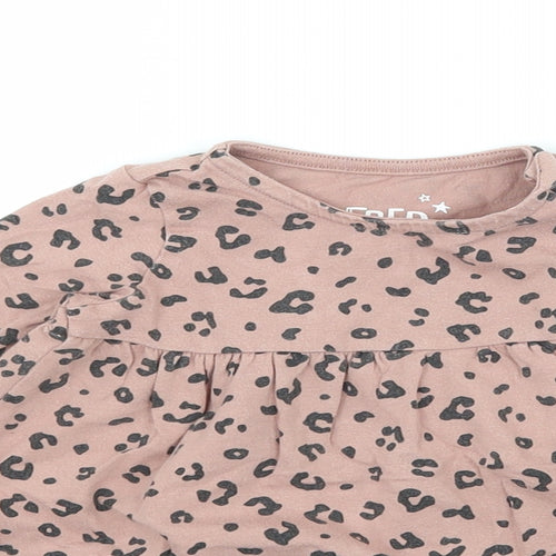 F&F Girls Pink Animal Print Jersey T-Shirt Dress  Size 3-6 Months
