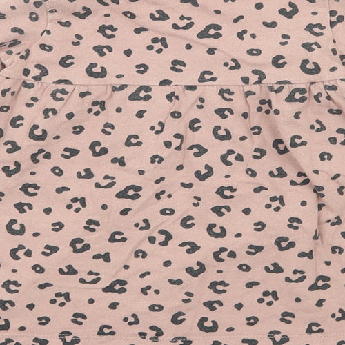 F&F Girls Pink Animal Print Jersey T-Shirt Dress  Size 3-6 Months