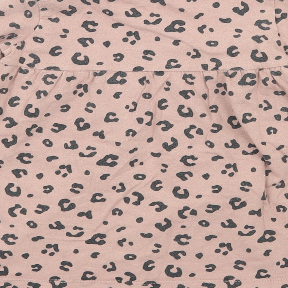 F&F Girls Pink Animal Print Jersey T-Shirt Dress  Size 3-6 Months