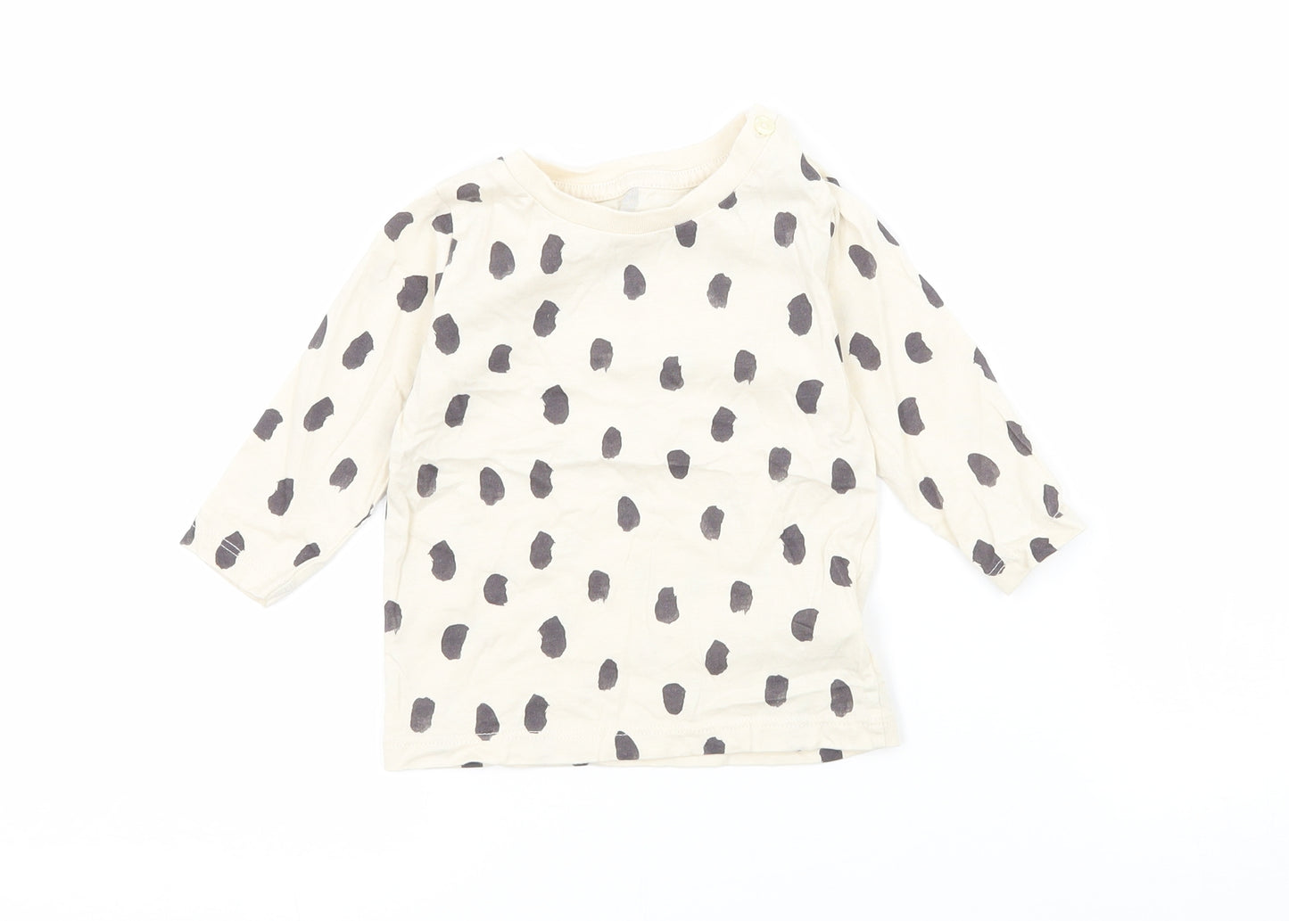 M&S Baby Beige Polka Dot Jersey Basic T-Shirt Size 3-6 Months