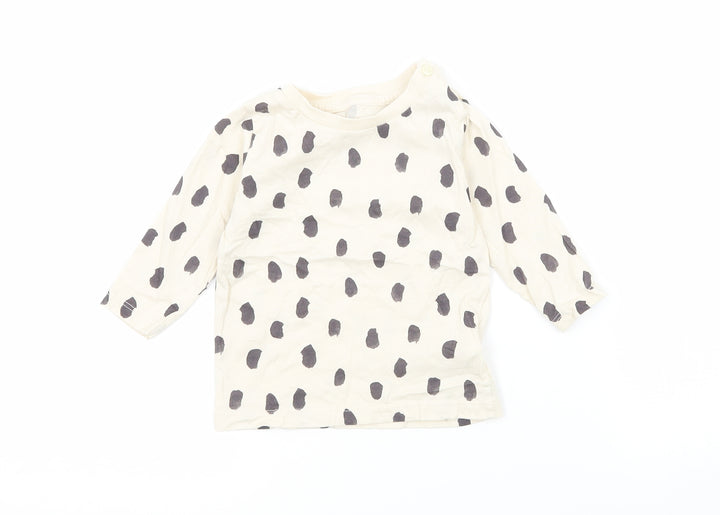 M&S Baby Beige Polka Dot Jersey Basic T-Shirt Size 3-6 Months