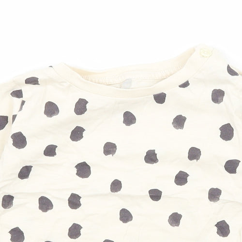 M&S Baby Beige Polka Dot Jersey Basic T-Shirt Size 3-6 Months